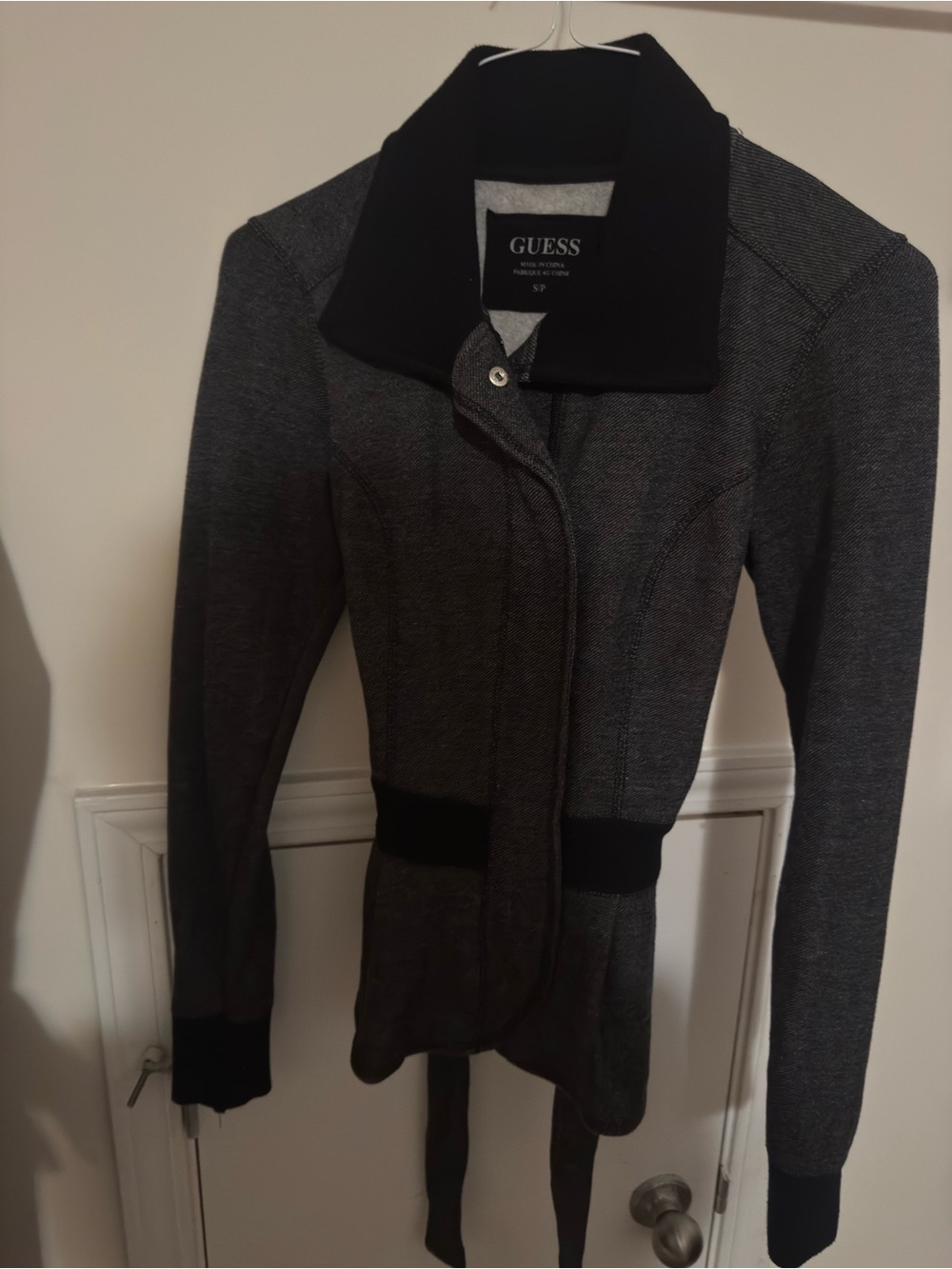 GUESS Gray Jacket with Black Trim and Collar